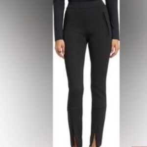Good American Pants Scuba Women S Black Slim Split Leg Zip Pockets Stretch